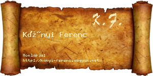 Kányi Ferenc névjegykártya