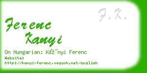 ferenc kanyi business card